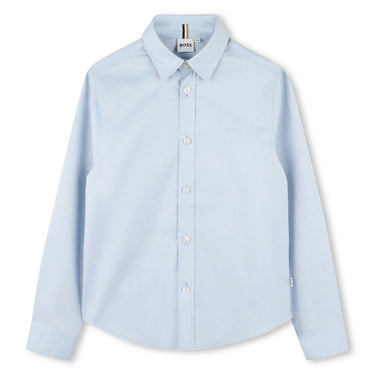 BOSS camisa para niño y adolescente azul pequeño logp bordado al frente